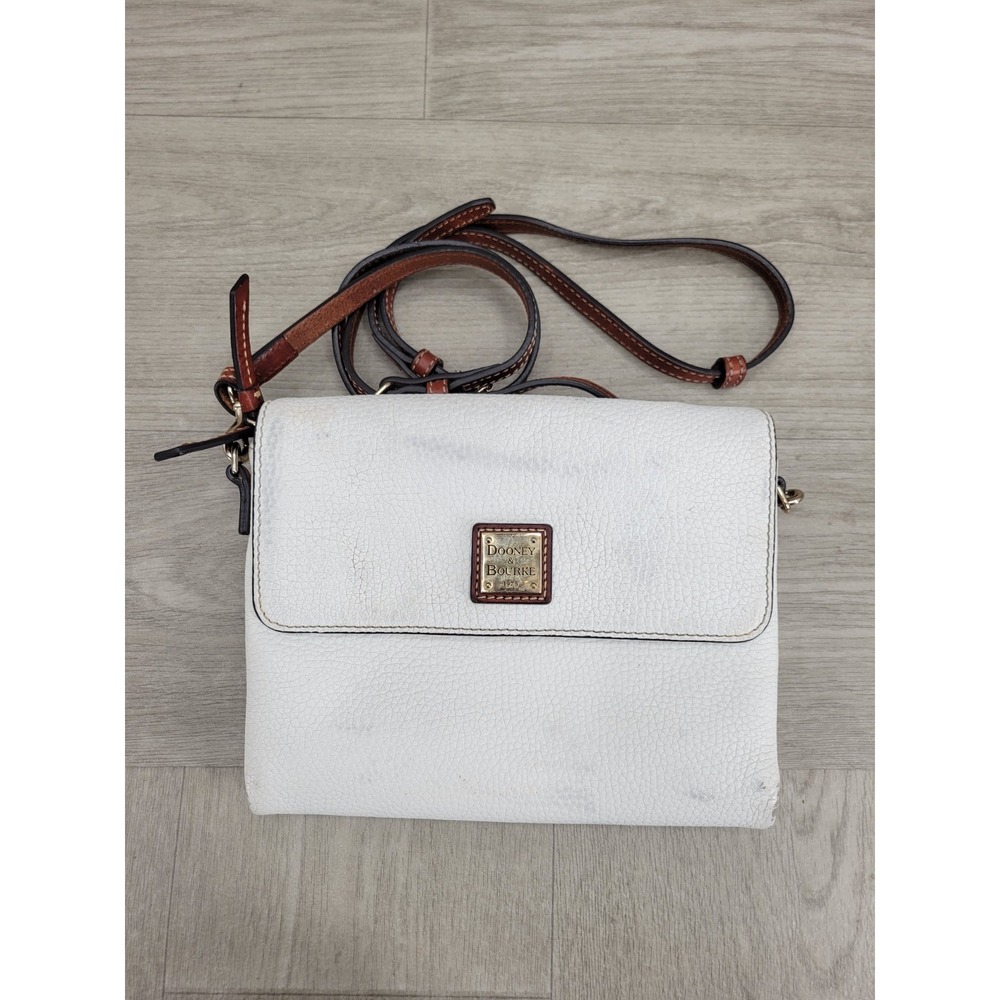 Dooney & Bourke Pebble Grain Hunter Crossbody Bag White Leather Purse